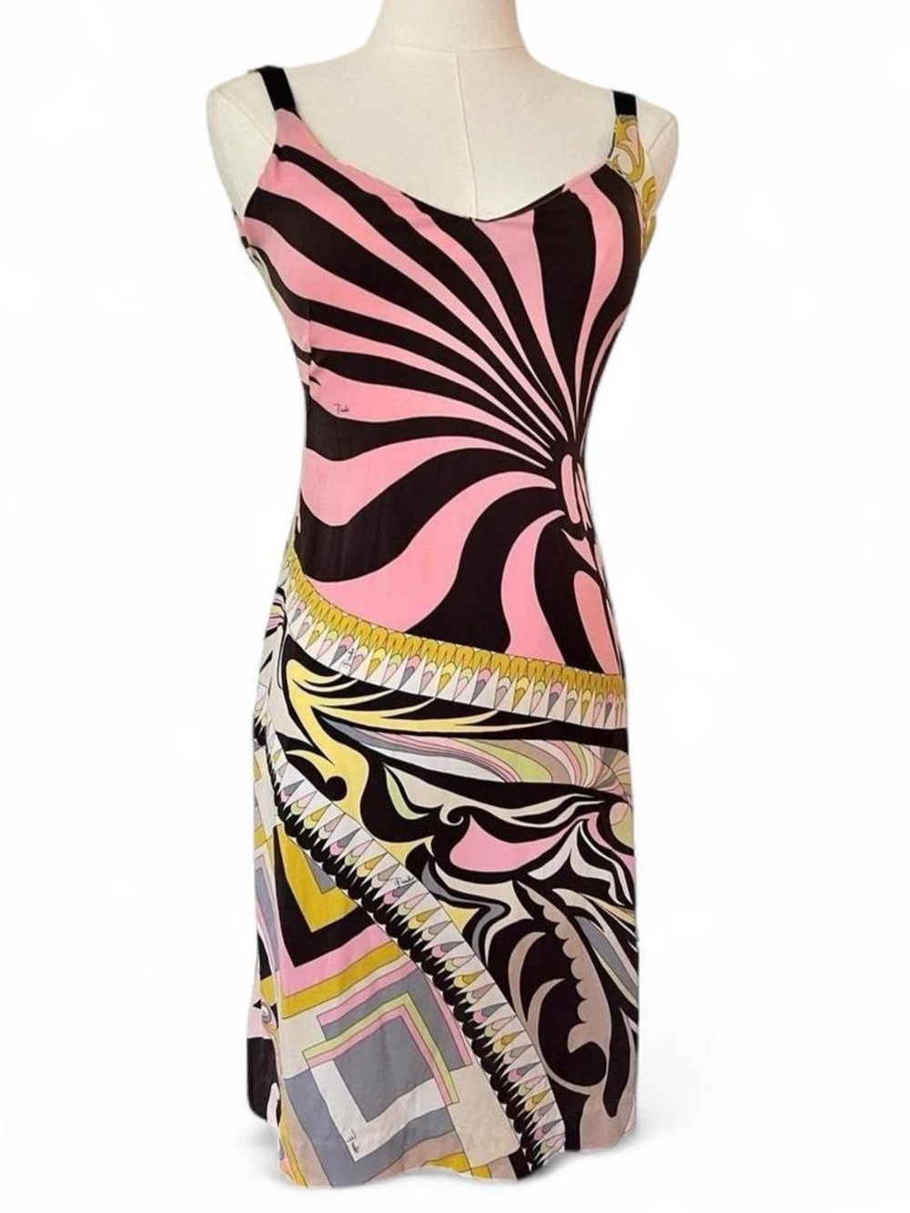 Emilio Pucci Silk Jersey Print Dress Pink Brown 06BH32 IT38 US4 Italy